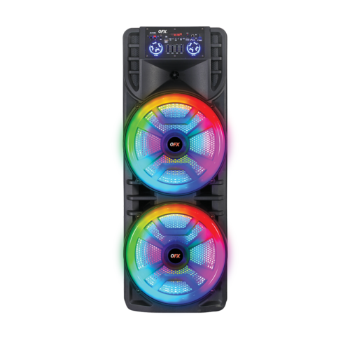 QFX DUAL 12†BLUETOOTH RECHARGEABLE SPEAKER WITH LED PARTY LIGHTS