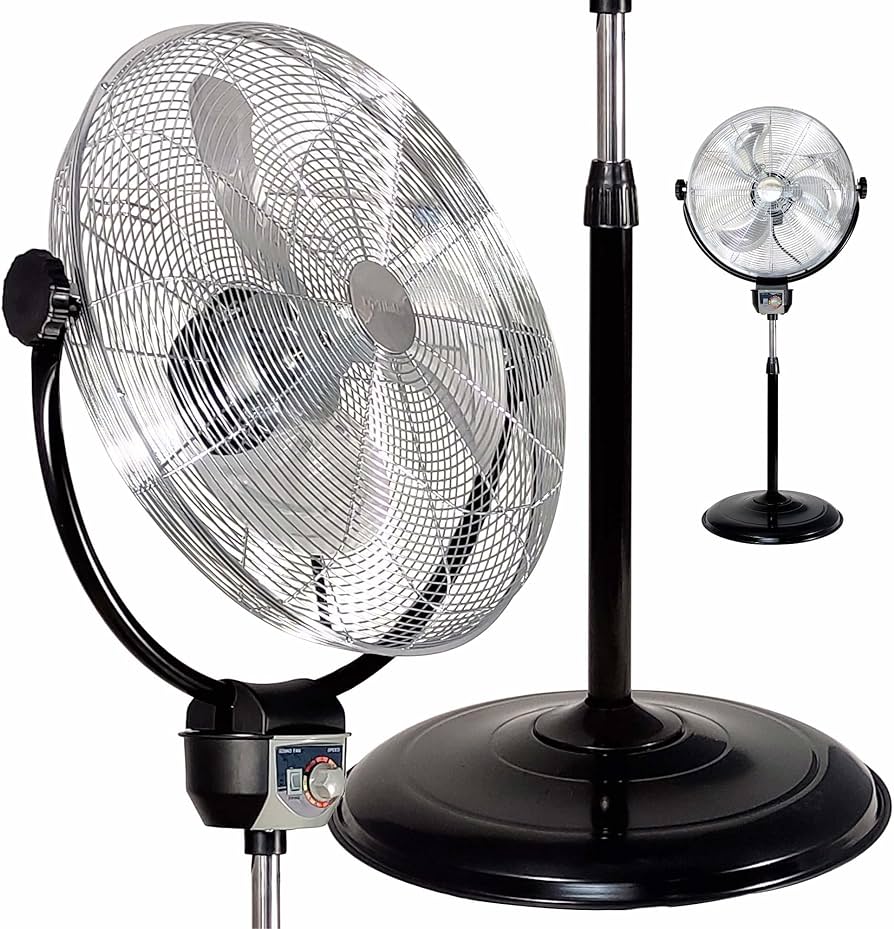 20" Industrial Grade HV Oscil Stand Fan - Chrome Grill