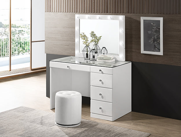 Crown Vanity con luz y banco, blanco o negro