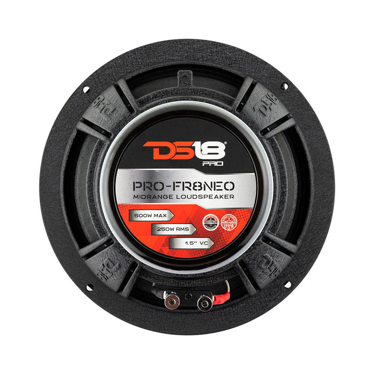 DS18 8" Neodymium Bullet Full-Range Loudspeaker 500 Watts 4-Ohm With Grill