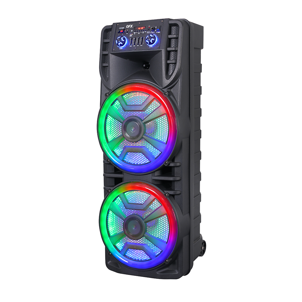 QFX DUAL 12†BLUETOOTH RECHARGEABLE SPEAKER WITH LED PARTY LIGHTS
