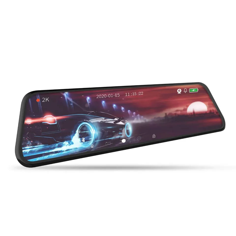 2.5K HD Dual Car Dash Cam 10" Mirror Backup Camera Rear View DVR Video Recorder