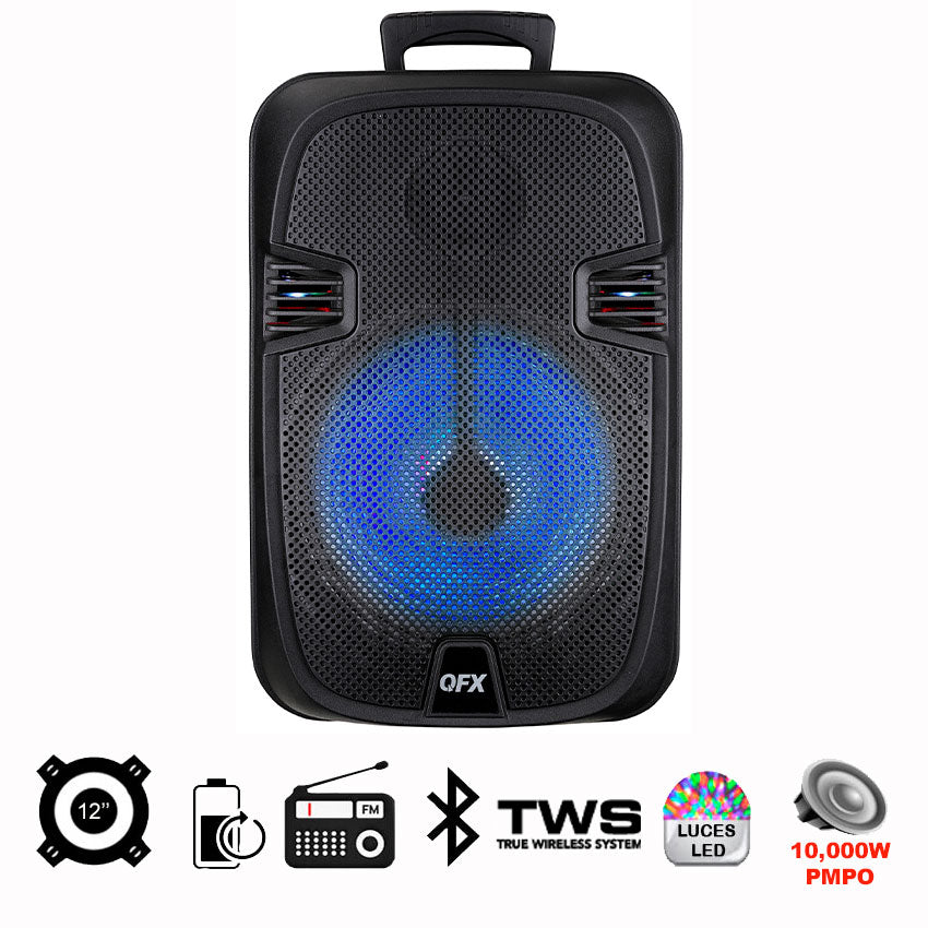 QFX PBX-1206 Rechargeable Party Sound System, Black
