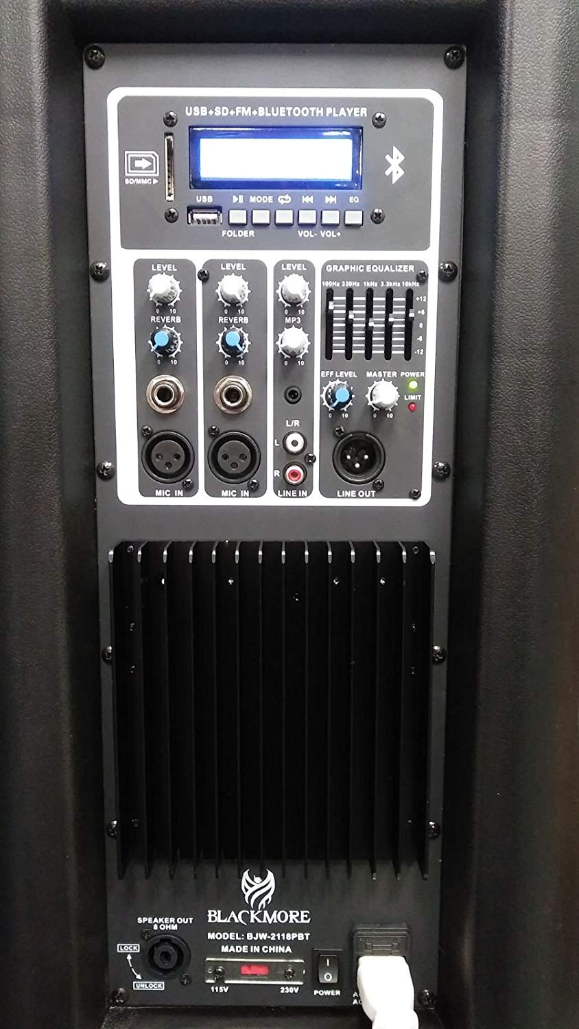Blackmore BJW-2118PBT Dual 15" Powered Bluetooth Speaker