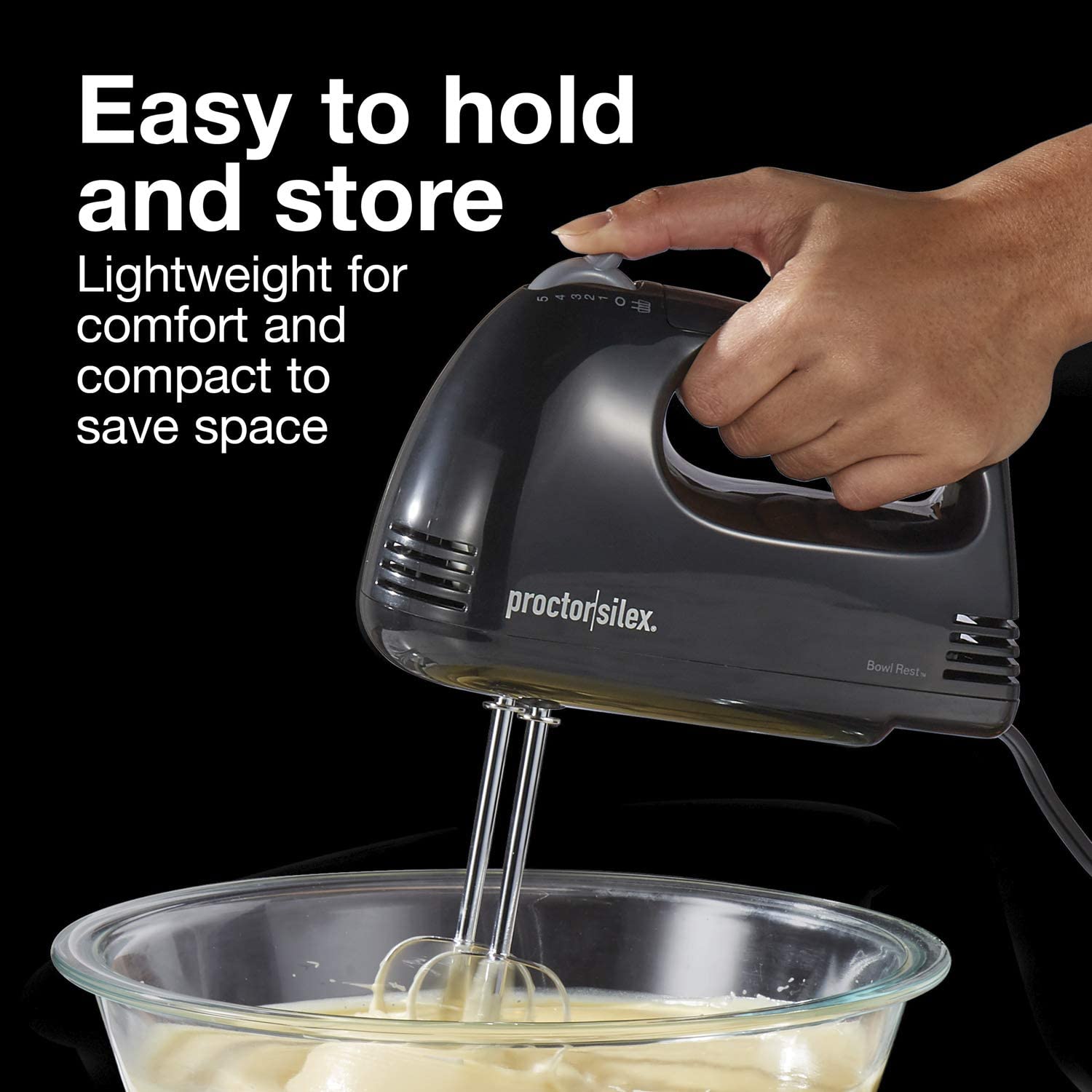 Proctor Silex Easy Mix 100W Hand Mixer - Black