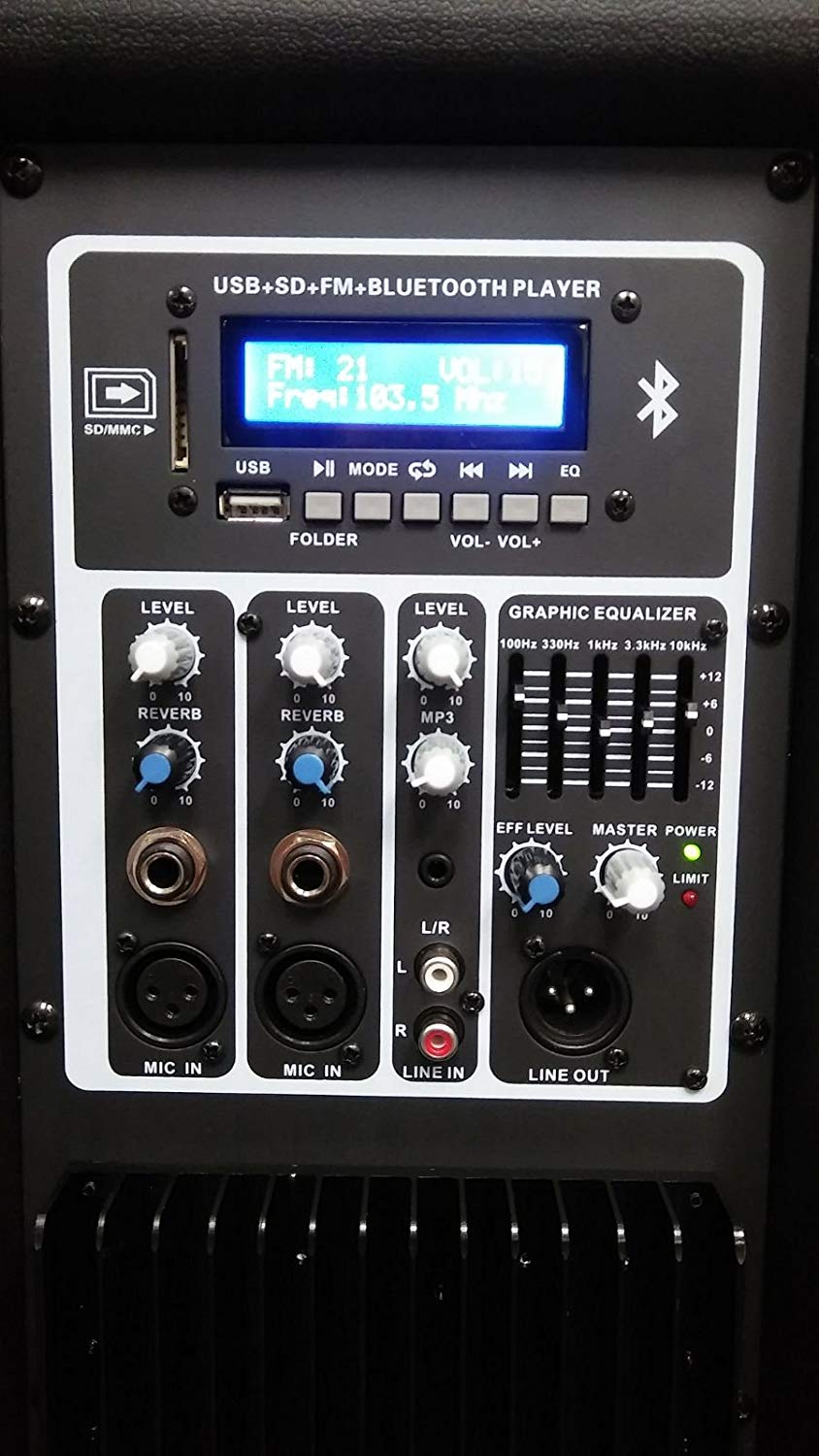 Blackmore BJW-2118PBT Dual 15" Powered Bluetooth Speaker