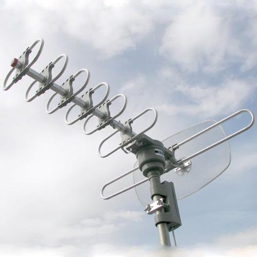 QFX ANT-105 HD DTV UHF VHF FM 360 Degree Motorized Rotating Antenna Full HD 1080