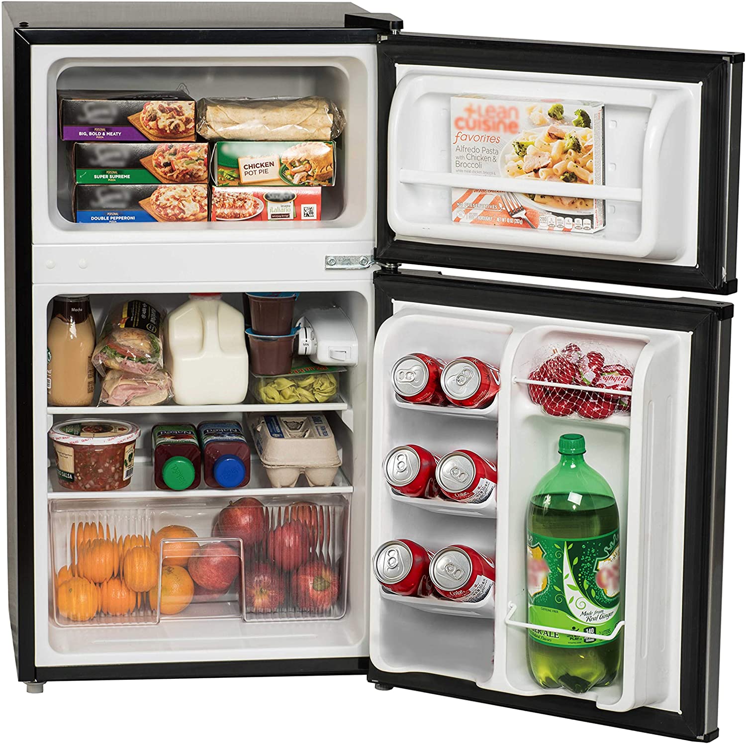 Arctic King 3.2 Cu ft Two Door Mini Fridge with Freezer - Stainless Steel