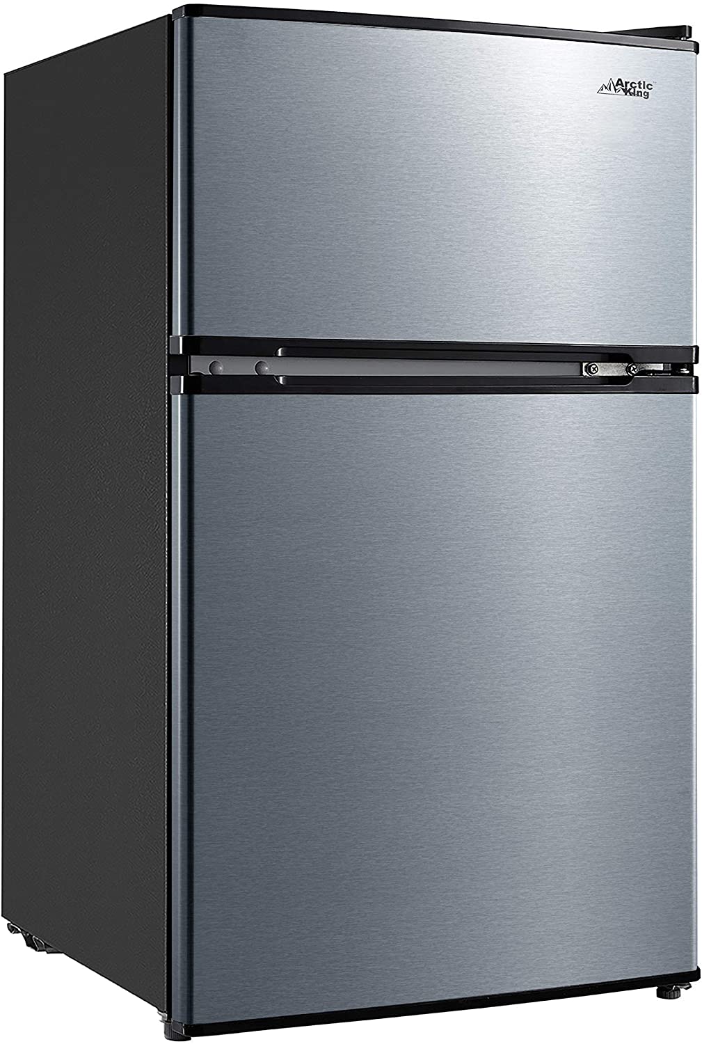 Arctic King 3.2 Cu ft Two Door Mini Fridge with Freezer - Stainless Steel