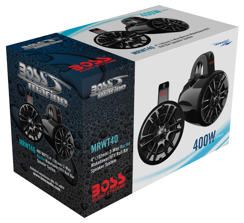 Boss Audio MRWT40 4" 2-Way 400 Watts Waketower Speakers Weather Proof