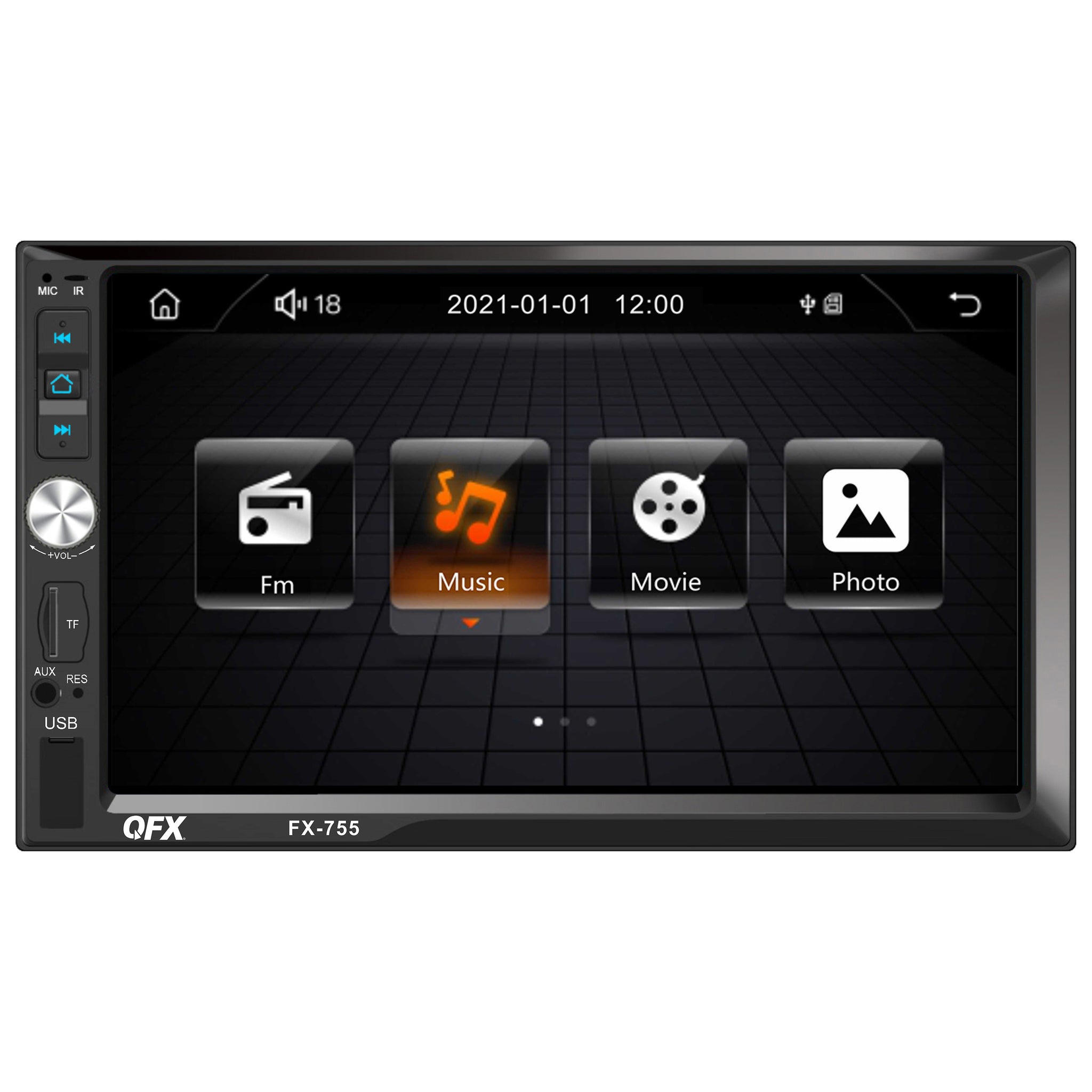 QFX FX-755 Car Stereo 7†Touchscreen Bluetooth AM/FM Radio - MP3 PLAYER