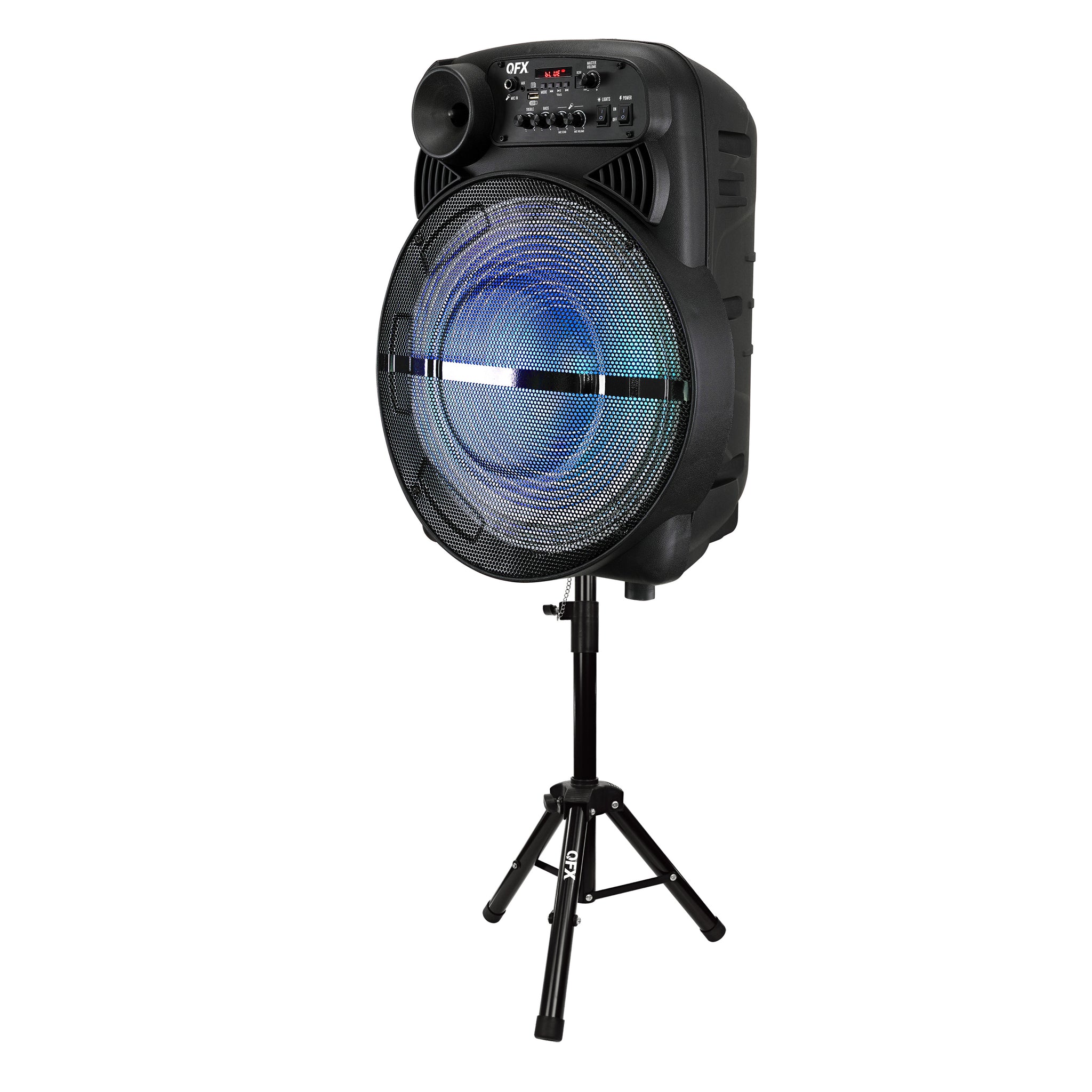 QFX PBX-615SM 15" Bluetooth Rechargeable Speaker with LED Lights