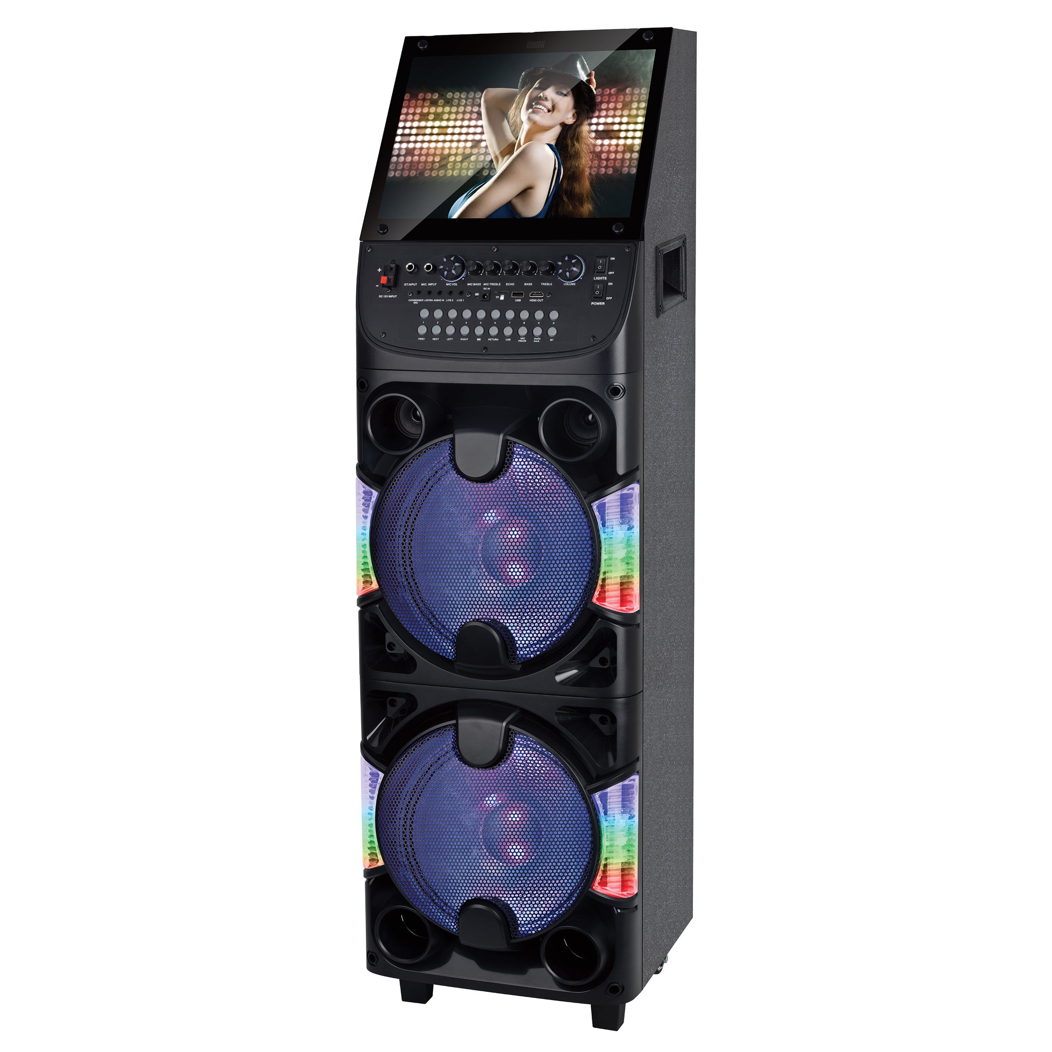 QFX PBX-220W Dual 10" PA Speaker- Karaokee 14" WiFi Touchscreen
