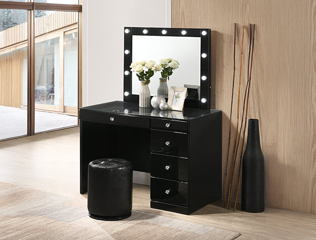 Crown Vanity con luz y banco, blanco o negro