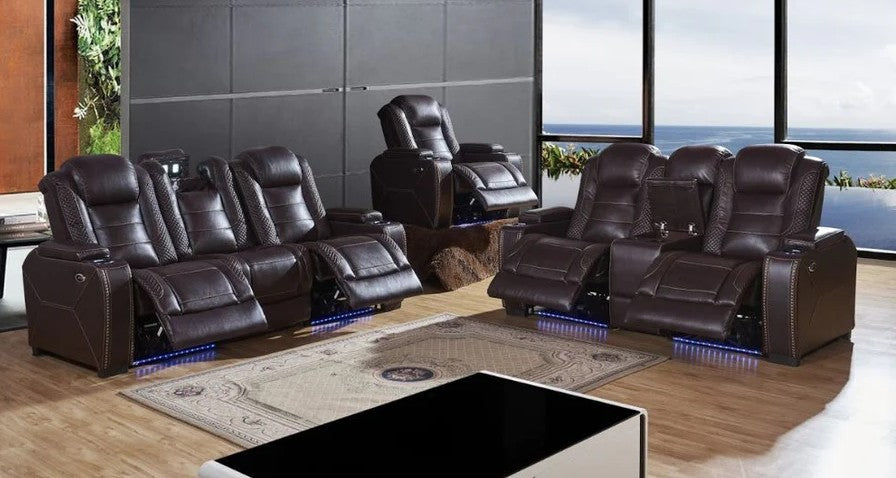 Mcferren sofá y loveseat con 4 reclinables y luz led