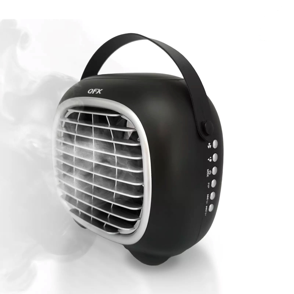 QFX BLUETOOTH RECHARGEABLE SPEAKER MIST HUMIDIFIER + 3-SPEED FAN