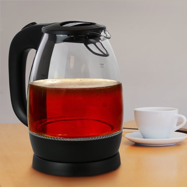 Better Chef Black and Clear Glass Cordless Electric Tea Kettle