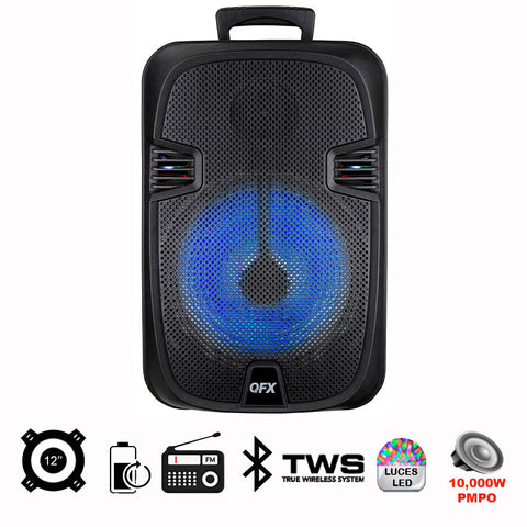 QFX PBX-1206 Rechargeable Party Sound System, Black