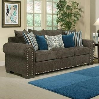 Sala Sofa y Love seat Acabado Tela Color Gris