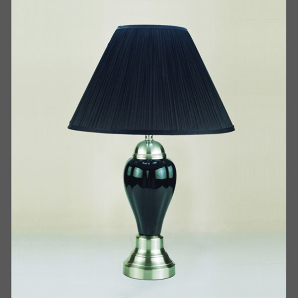 Crown Lampara De 26" De Porcelana De Niquel Satinado En Color Negro