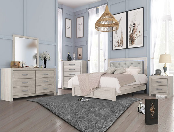 Bedroom Set Jaylen Queen Bed, Night stand, Dresser and Mirror