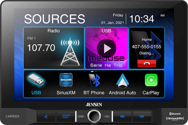 Jensen CAR910X 9" Mechless Multimedia Receiver with Apple CarPlay - Android Auto