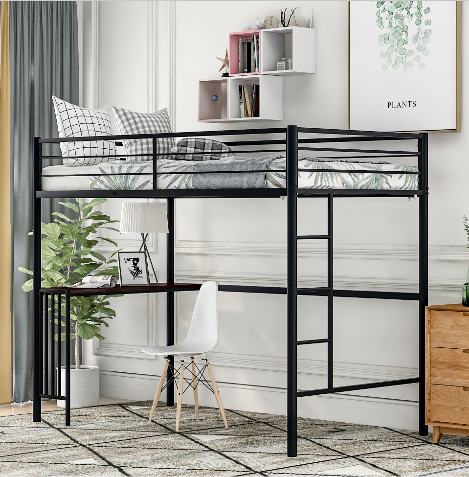 Bunk Bed Metal Loft Bed w/ Desk - TWIN