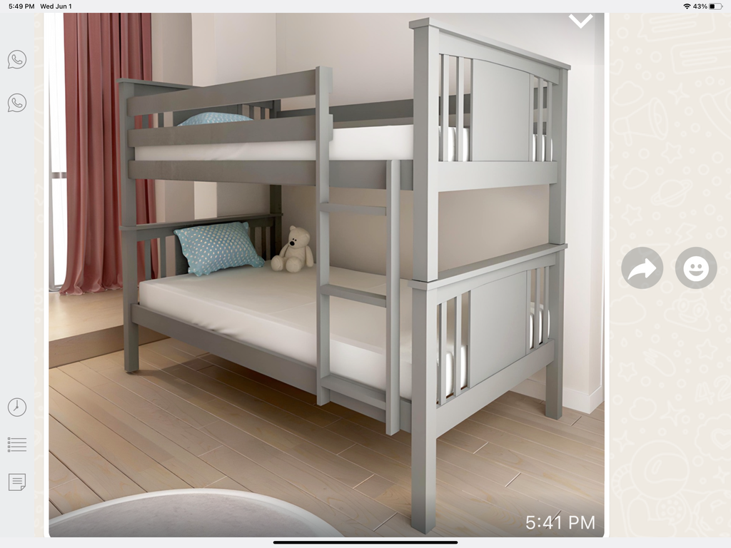 Litera de Madera Individual Individual Gris