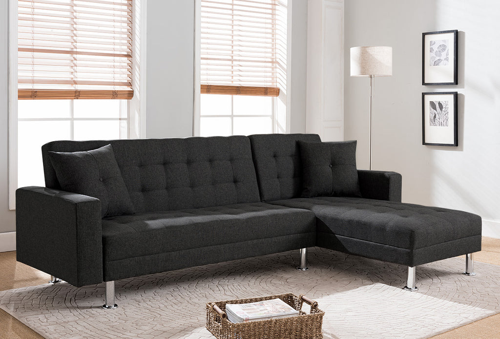Sofa Chaise Acabado Tela Color Negro