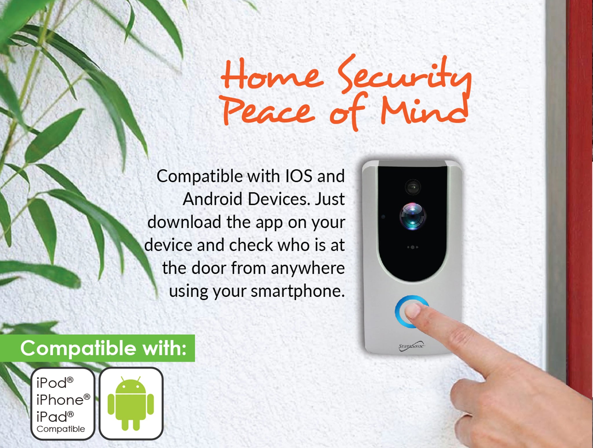 Supersonic SC-5000VD Smart Wi-Fi Doorbell Camera with Smart Motion Security System