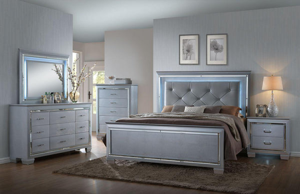 Cama Queen c/1 Buro Tocador y Espejo Luz led
